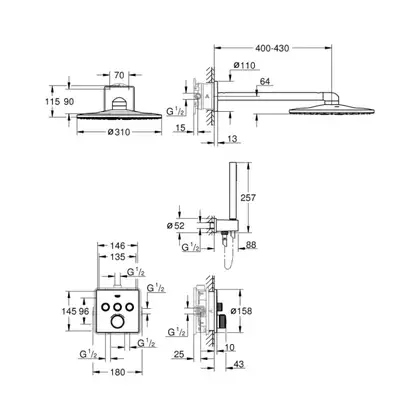 Душова система прихованого монтажу з термостатом Grohe Grohtherm SmartControl (34804000) Душова система прихованого монтажу з термостатом Grohe Grohtherm SmartControl (34804000)