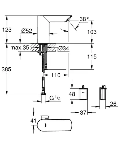 Grohe Bau Cosmopolitan E 6V Смеситель для умывальника, хром (36451000)