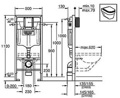 Grohe Rapid SL Инсталляция для унитаза 3в1, белая (38722001)