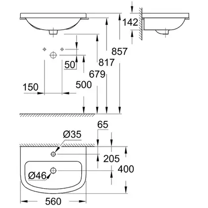 Умивальник накладний Grohe Bau Ceramic 55, білий (39422000)