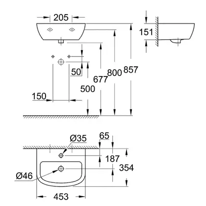Умивальник підвісний Grohe Bau Ceramic 45, білий (39424000)