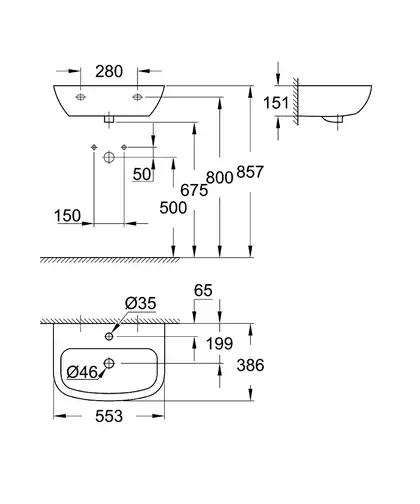 Умивальник підвісний Grohe Bau Ceramic 55 (39440000)