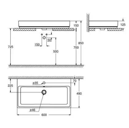 Умивальник на стільницю Grohe Cube Ceramic 600х490 мм, білий (3947700H)
