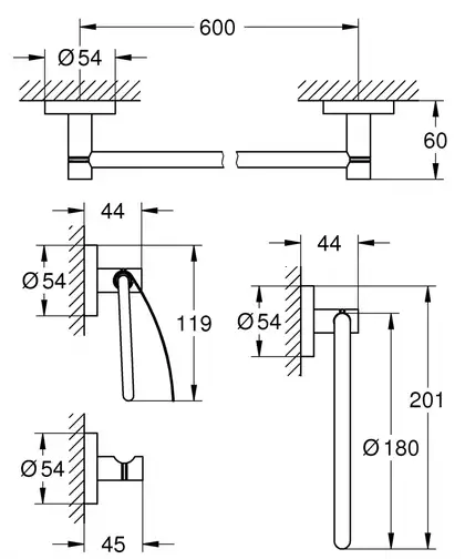 Набір аксесуарів 4 в 1 Grohe Essentials New (40776001)