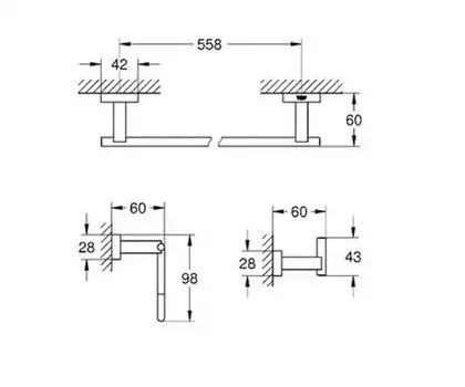 Набір аксесуарів 3 в 1 Grohe Essentials Cube New (40777001)