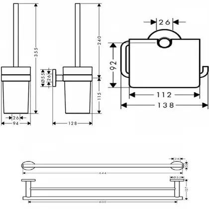 Набір аксесуарів 3 в 1, Hansgrohe Logis Universal, хром (41727000)