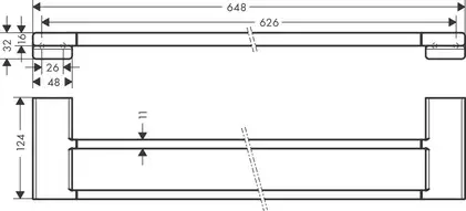 Полотенцедержатель Hansgrohe AddStoris подвійний 62,6 / 64,8x12,4 см, Matt White (41743700)