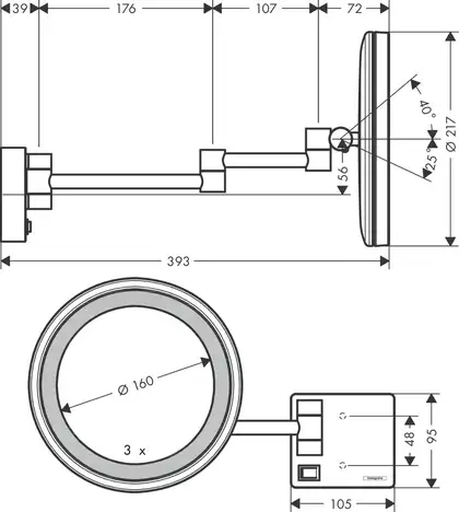 Дзеркало Hansgrohe AddStoris з підсвічуванням LED, хром (41790000)