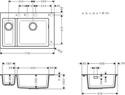 Hansgrohe S51 S510-F635 Кухонна мийка, графітово-чорна (43315170)