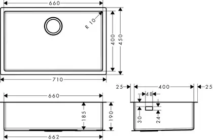 Hansgrohe S719-U660 Мийка кухонна, нержавіюча сталь (43428800)
