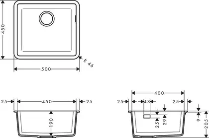 Hansgrohe S510-U450 Мийка кухонна, сірий бетон (43431380)
