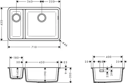 Hansgrohe S51 S510-U635 Мийка кухонна, Stonegrey (43433290)