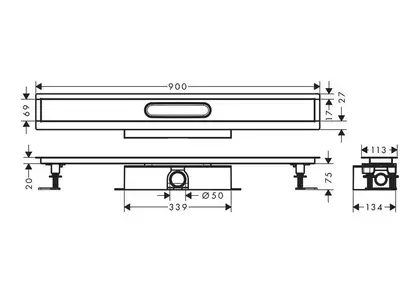 HANSGROHE uBox Universal Комплект для душового каналу 900 мм (56025180)