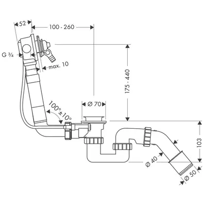 Система контролю слив / налив Hansgrohe Exafill (58125180)