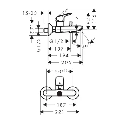 Hansgrohe Logis Змішувач для ванни, хром (71400000)