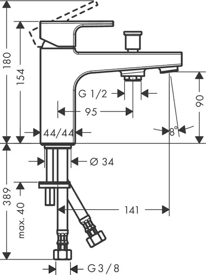 Змішувач для ванни/душу Hansgrohe Vernis Monotrou врізний на 1 отвір, хром (71463000)