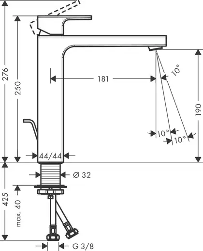 HANSGROHE Vernis Shape 190 Змішувач для умивальника, хром (71562000)