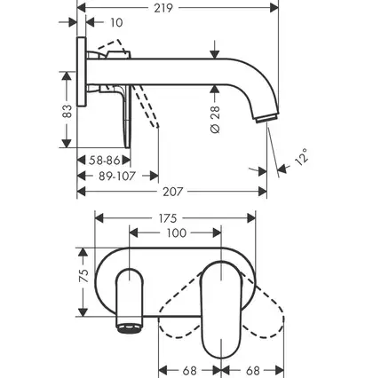 Hansgrohe Vernis Shape Змішувач для умивальника, чорний (71578670)