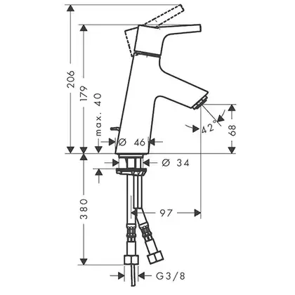Змішувач для умивальника Hansgrohe Talis S 80 з донним клапаном, хром (72010000)