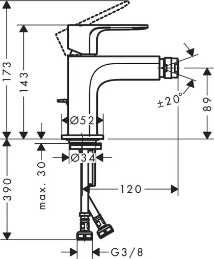 Hansgrohe Rebris E Змішувач для біде, хром (72211000)