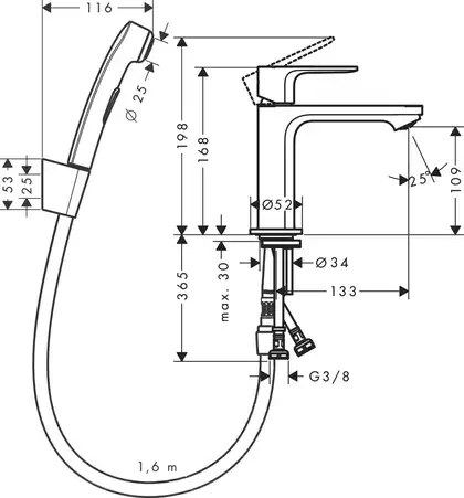 Hansgrohe Rebris S 110 Змішувач для умивальника, Matt Black (72215670)