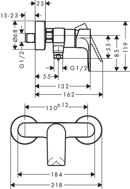 Hansgrohe Rebris E Змішувач для душу, хром (72650000)