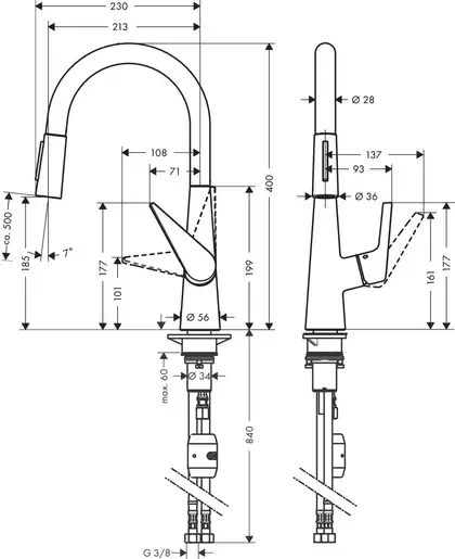 Змішувач для кухні Hansgrohe Talis M51 200 2jet з витяжним зливом, хром (72813000)