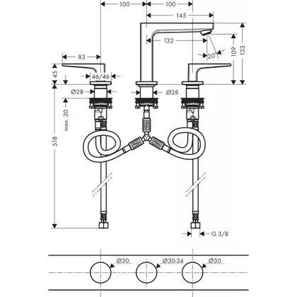 Змішувач для умивальника Hansgrohe Metropol 110 (74514000)