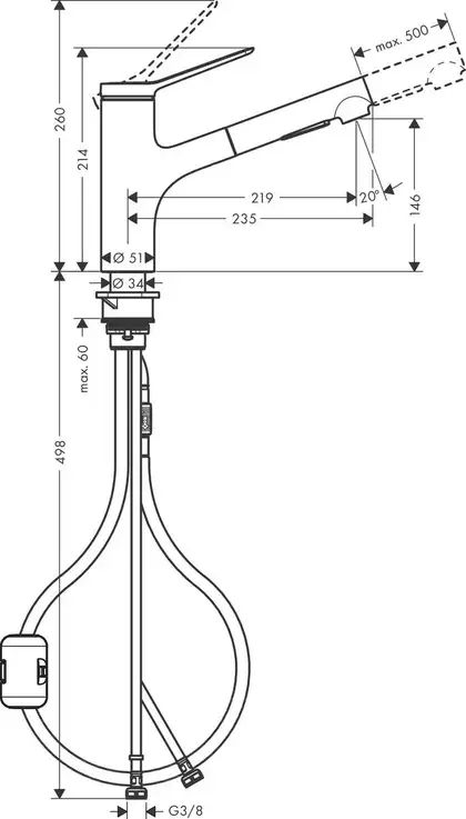 Hansgrohe Zesis M33 150 Змішувач для кухні, Matt Black (74800670)