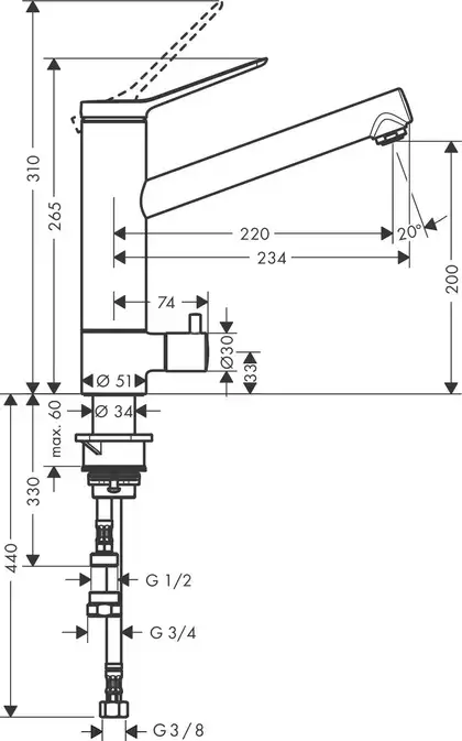 Hansgrohe Zesis M33 Змішувач для кухні, хром (74808000)