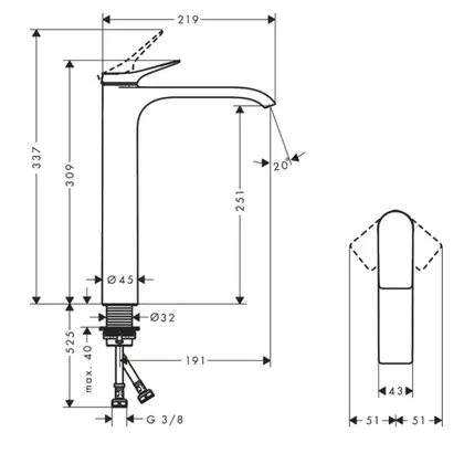 Hansgrohe Vivenis 250 Змішувач для умивальника, хром (75042000)