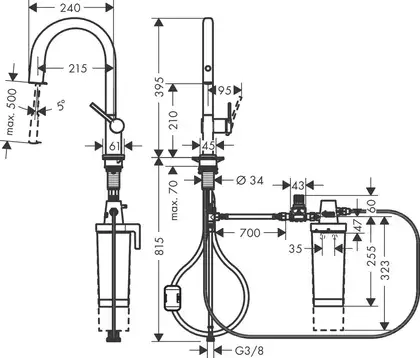 Змішувач кухонний Hansgrohe Aqittura M91 FilterSystem 210 1jet pull/out Harmony, Stainless (76801800)