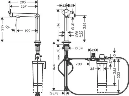 Hansgrohe Aqittura M91 FilterSystem 240 Смеситель, хром (76802000)