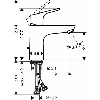 Змішувач для умивальника Hansgrohe Focus E 100 LowFlow з донним клапаном, хром (31603000)