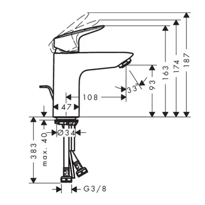 Hansgrohe Logis 100 Змішувач для умивальника, хром (71105000)