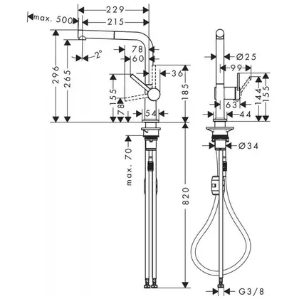 Кухонний змішувач Hansgrohe Talis M54 270 2jet з витяжним виливом, хром (72808000)