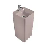 Умивальник окремо стоячий Nic Design Semplice 40х40х85 см з отвором під змішувач, злив у стіну, Cipria матовий (001371060)