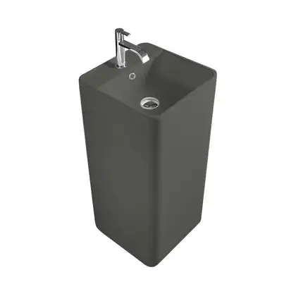 Nic-Design Умивальник окремо стоячий Nic Design Semplice 40х40х85 см з отвором під змішувач, злив у стіну, Argilla матовий (001371052)
