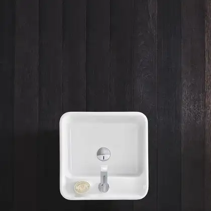 Nic-Design Умивальник окремо стоячий Nic Design Semplice 40х40х85 см з отвором під змішувач, злив у стіну, Argilla матовий (001371052)