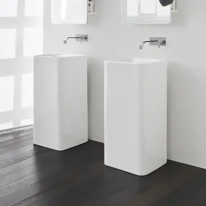 Nic-Design Умивальник окремо стоячий Nic Design Semplice 40х40х85 см без переливу зі зливом у стіну, Amazzonia глянець (001372077)
