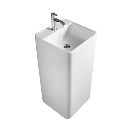 Nic-Design Умивальник окремо стоячий Nic Design Semplice 40х40х85 см з отвором під змішувач зі зливом в підлогу, білий матовий (001374003)
