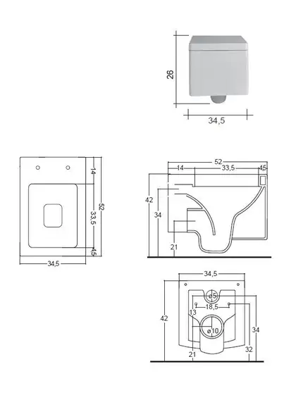 Nic-Design Унітаз підвісний Nic Design Cool 34х52х26 см, білий глянець (003242001)