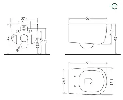 Nic-Design Унітаз підвісний Nic Design Ovvio 37,4х53х28,5 см, Cemento матовий (003479047)