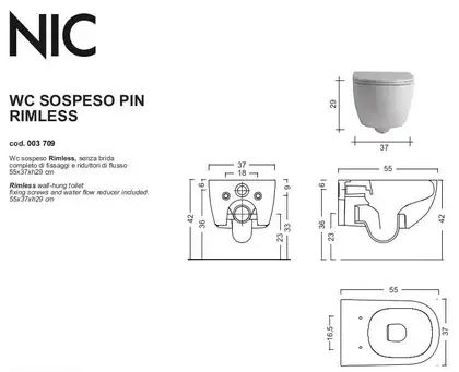 Nic-Design Унітаз підвісний Nic Design Pin 55х37, Curry глянець (003709071)