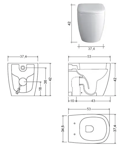 Nic-Design Унітаз підлоговий Nic Design Ovvio 37,4х53х42 см, Argilla матовий (003859052)