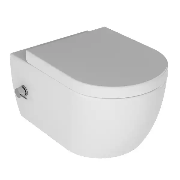 Унітаз-біде підвісний безободковий Quarter Bath Deep з кришкою Slim, подача холодної та гарячої води, білий (70DE03054.00.4_30SCD.03WG)