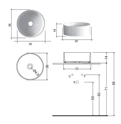 Nic-Design Умивальник на стільницю Nic Design Ovvio 36х14 см, Amazzonia глянець (001448077)