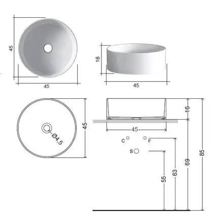 Nic-Design Умивальник на стільницю Nic Design Ovvio 45х16 см, Fard глянець (001449072)