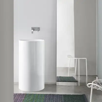 Nic-Design Умивальник окремо стоячий Nic Design Ovvio 45х85 см без переливу, зі зливом в підлогу, чорний глянець (001453008)