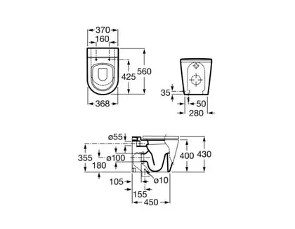 Унітаз підлоговий Roca Inspira Round Rim 56х37 (A347527000)